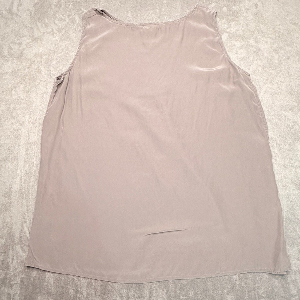 Eileen Fisher Tank Top Womens L Taupe 100% Silk Shell Sleeveless Minimalist 6577 - Picture 2 of 6